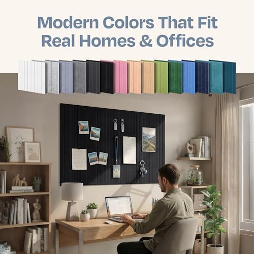 X-Large Cork Board Alternative 12-Pack Felt Bulletin Board Thick and Decorative Pin Board for Home Office Walls 47.24 x 35.43 Inches with 72 Adhesive Tabs - [Deep Black] - Image 6