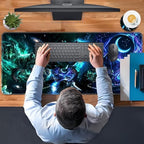 TGFEWYTJYJ Extended Gaming Mouse Pad,Memory Foam Ergonomic Keyboard Mouse Wrist Rest Support Set,Large Desk Mat with Stitched Edges,Non-Slip Base Mousepad Home Office,Galaxy Wolf - Image 6