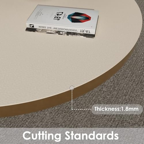 Round Table Cover - Can Be Used On Both Sides Waterproof and Easy to Clean Good Flatness Used for Dining Table(Light Beige+Light Gray Dia.42Inch) - Image 4