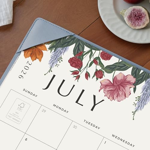 Desk Calendar 2026 with Desktop Mat, Cabbrix Large Desk Pad Calendar 22 x 17 Inch Runs From July 2026 to December 2027, Classic Floral Design Calendar 2026 for Home School and Office (Blue) - Image 3
