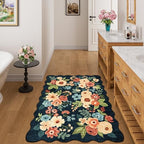 DUKINO 3x4 Rug, Non Slip Floral Washable Area Rug for Entryway, Navy Blue - Image 7