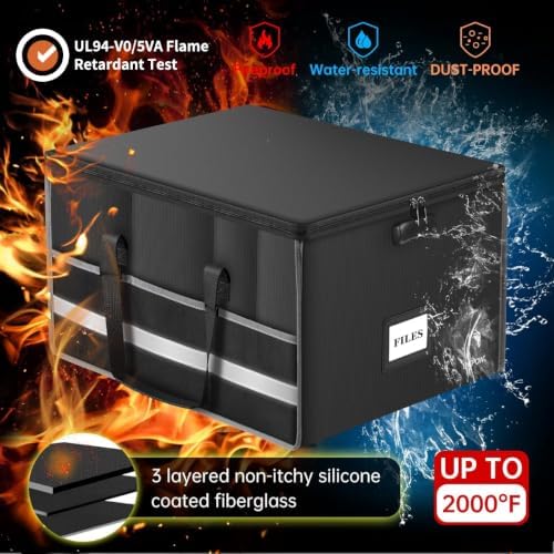 ENGPOW Large Fireproof Document Box with Lock＆Multi Pockets, 19"x16"x11" - Image 5