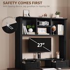 Desk Shelf with Computer Monitor Stand, 37.4''W Desktop Bookshelf - Image 5