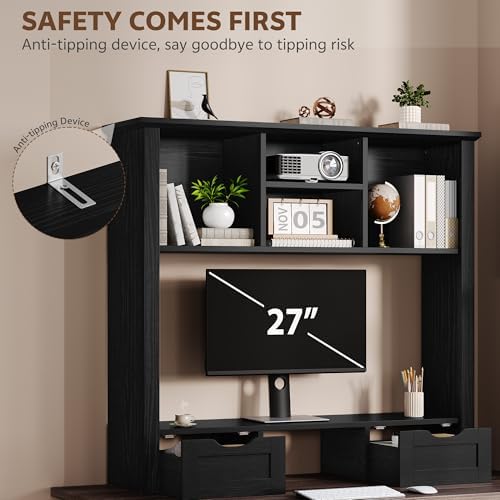 Desk Shelf with Computer Monitor Stand, 37.4''W Desktop Bookshelf - Image 5