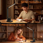 cozoo LED Desk Lamp USB A/C AC Pen Holder Dorm Home Office Desk Light Black - Image 3