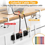 Under Desk Cable Management Tray No Drill, 28Inch Cable Management,White - Image 6