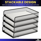 1InTheOffice Letter Trays for Desk Stackable, Front-Load Mesh Desk Tray Organizer, Black, 2 Pack - Image 6