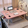 27.6" Home Office Folding Lap Desk with Drawer, Tablet Slot, Cup Holder - Fits up to 18 Inch Laptops, Bed Desk for Reading, Writing, Eating, Portable Laptop Table for Sofa, Coach, Floor (Pink) by VebaCidi