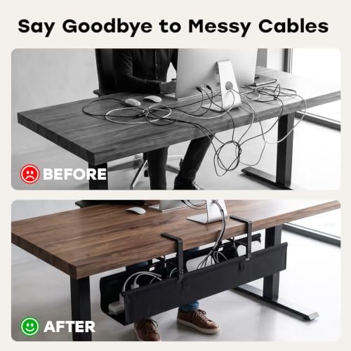 No Drill Under Desk Cable Management Tray, 36 Inch, Black - Image 5