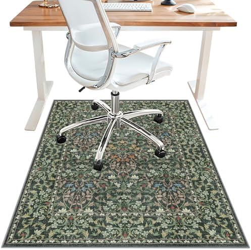 36"x60" Office Chair Mat for Hardwood Floor, Non-Slip Washable Moss Green by BESBLEE