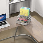 Deco Brothers Desktop File Organizer with Double Tray & 5 Folder Stand Gray - Image 3