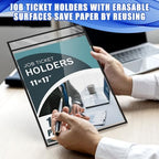 Feifeiya 10 Pack 11 x 17 Inch Job Ticket Holders, Dry Erase Pockets, Clear Paper Sleeves, Shop Ticket Holders, Writable and Erasable Document Cover, Transparent Pocket Cover(Black) - Image 6