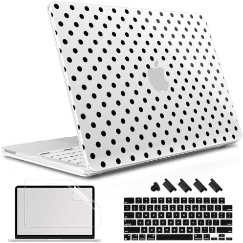 May Chen Compatible with MacBook Neo 13 inch Case 2026 Model A3404, Plastic Hard Shell,Keyboard Cover,Screen Protector,Dust Plug, for MacBook Neo 13" with A18 Pro Chip, Clear Polka dot by MayChen