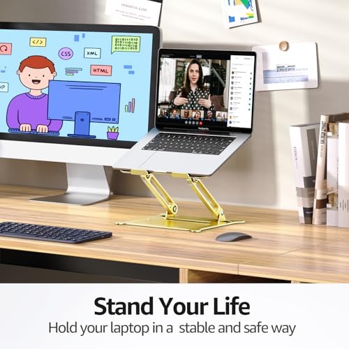 Urmust Adjustable Laptop Stand for Desk, 10-15.6“ Laptop Riser, Gold - Image 2