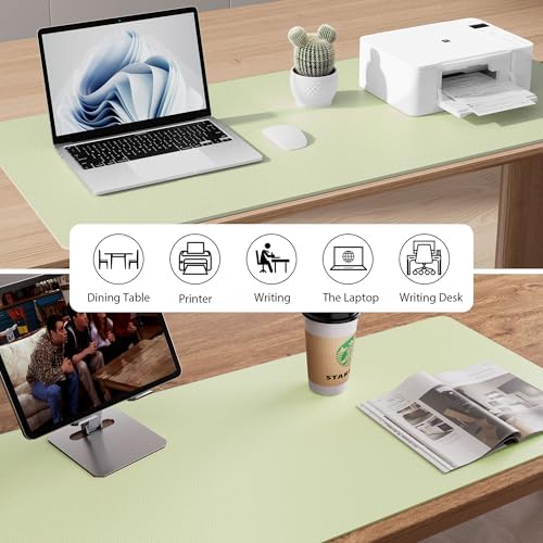 Aothia Faux Leather Desk Mat - Non-Slip PU Leather Desk Blotter, Waterproof Writing Surface, Large Desk Pad for Office & Home (Grass Green, 55" x 17") - Image 6