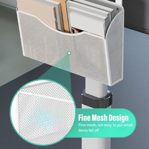 Fockety Desk Side Storage, No Drill Steel Under Desk Storage Laptop Holder, Mesh Hanging Desk Organizer, Clamp On Desk Shelf, Side Desk Organizer, Desk Storage Holder for Office and Home - Image 3