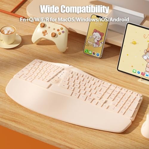 Split Ergonomic Keyboard Wireless with Cushioned Wrist & Palm Rest - Image 7