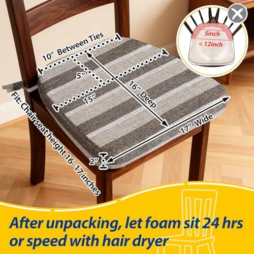 AAAAAcessories Chair Cushions for Dining Chairs, 17 x 16 x 2 in, Set of 2 - Image 2