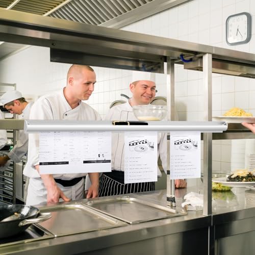 Henoyso 2 Pcs Restaurant Ticket Holder 16/18/24/28/30/32/40/44" Slide Check Rack Receipt Holder Aluminum Silver Order Ticket Rack for Commercial Kitchen Office Cafes Pubs Bar(30 Inch,Pen Slot) - Image 6