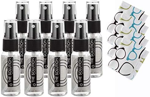 The Solution Lens Cleaner Spray | 8-1oz Alcohol Free Eyeglass Lens Cleaning Spray & 4 Microfiber Cleaning Cloth for Glasses, Lens, Screens by Ron%27s+Optical