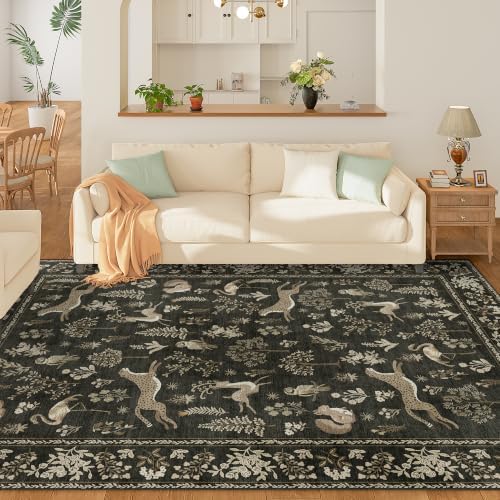 DUKINO 8x10 Area Rugs, Soft Washable Bedroom Rug Non Slip, Charcoal Black - Image 5