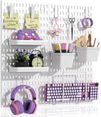 AKTOP Plastic Peg Board Wall Organizer 4-Pack, 12"x12" Pegboard Kit, White by Buynow