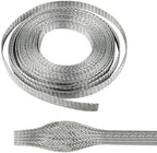 1/2" Wide Tinned Copper Braided Metal Wire Shielding Sleeve Ground Strap Automotive Flat Mesh Flexible Expandable Sheath (12mm ID-38ft) by BuyUneed