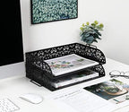 EasyPAG Paper Organizer for Desk 2 Tier Stackable Paper Tray for A4 Legal Size Folders Metal File Storage Desktop Organizer for Home Office School Teacher, Black - Image 7