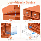 Desk Organizer with 9 Drawers, 4 Tiers Stackable Storage Drawers, Desktop Storage Box with Clear Drawers for Stationery, Makeup, Jewelry, Office and Craft Supplies (Orange) - Image 4