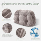 HIGOGOGO Lumbar Support Pillow for Recliner Chair/Accent Chair/Couch/Office Chair, Tufted Corduroy Back Support Cushion for Elderly, Recliner Cushions for Back Rest, Pain Relief, Reading, Grey - Image 4