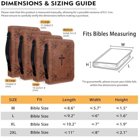 Vintage Brown Cross Bible Cover for Women Soft PU Leather Verse Print Bible Carrying Case Large Capacity Book Organizer with Top Handle Gifts for Christians - Image 5