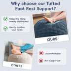 Hobestluk Stuffed Pouf Ottoman Footrest,Round Footstool,Small,Blue Grey - Image 4