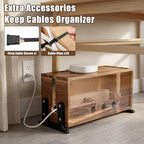 Extra Large Acacia Wood Cable Management Box, Pet Child Safe Cord Hider - Image 3
