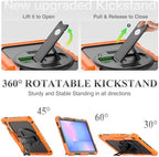 SEYMAC stock Case for Samsung Galaxy Tab S10 FE+ Plus 5G Tablet Case 13.1'' Protective with Screen Protector, Pen Holder, 360 Rotate Stand, Hand Strap, Shoulder Strap, Orange1 - Image 4