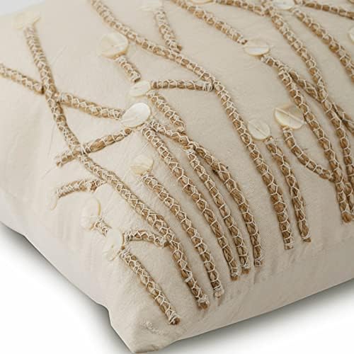The HomeCentric Ivory Lumbar Pillow Cover, 12x26 inch (30x65 cm) Lumbar Pillow Cover, Jute and Mother of Pearls Farm Design Lumbar Pillow Cover, Silk Lumbar Pillow Cover, Floral - Amour - Image 3