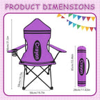 Purple Crayon Classroom Chair for Back to School, Foldable School Seat with Armrests, Cup Holder and Carry Bag, Portable Reading Chair for Library Corner and Learning Area - Image 3