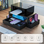 Simple Trending Wood Monitor Stand Riser, Desktop Oraganizer, Black - Image 5
