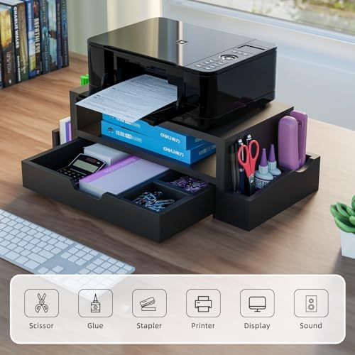 Simple Trending Wood Monitor Stand Riser, Desktop Oraganizer, Black - Image 5