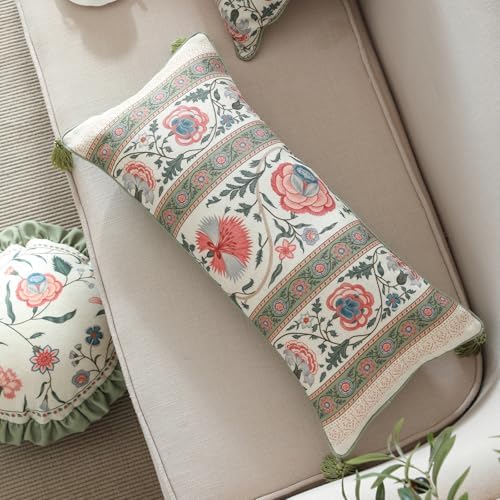 ISAENNE French Linen Rectangle Throw Pillow Cover,Set of 2,20"x12"-Daffy B - Image 2