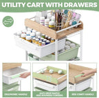 SYKIARIOL Rolling Storage Utility Cart with 5 Drawers,Green - Image 3