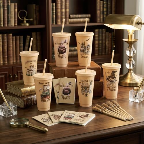 36 Pcs Magical Wizard Party Favors, 12 Cups 12 Notebooks 12 Broom Pencils - Image 4