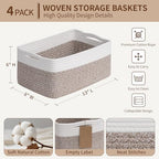 Goodpick 4 Pack Storage Baskets for Organizing Shelves, Brown & White - Image 3
