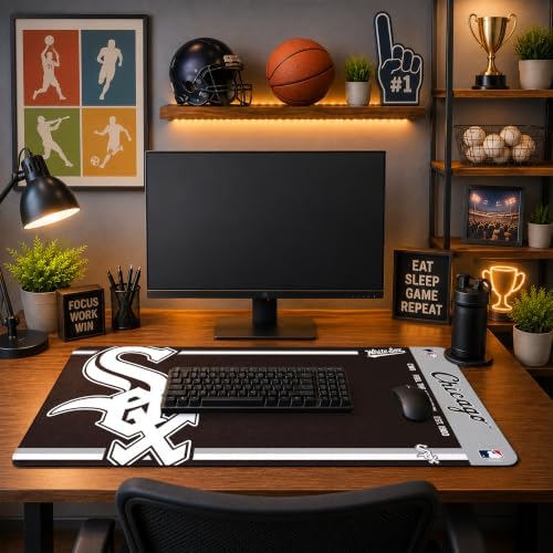 SOAR MLB Official Established Primary Logo Wordmark Home Office Desk Pad Mouse Pad Mat 35" x 16" (Chicago White Sox, Chicago White Sox) - Image 3