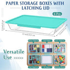 Tinlade 12 Pack Classroom Clear Paper Storage Bins with Lids, Boho - Image 2