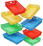 8 Pack Classroom Paper Basket, A4 Organizing Boho Trays for Teachers Students, Fun Turn-in Bins, Classroom Storage Plastic Organizer Holder for Office Desk Room Trays by FOCHIERF