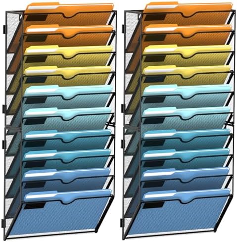 SUPEASY 10-Tier Hanging Wall File Organizer with Hooks, 2 Pack by SUPEASY