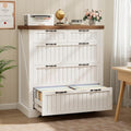 SEDETA Farmhouse File Cabinet with 5 Drawers, Filing Cabinet for Home Office, Wood Office File Cabinets for Letter/Legal/A4 Size, File Cabinets with Printer Stand, White and Brown by SEDETA