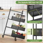 KINGRACK 4 Tier Slim Rolling Cart with Drawer, Metal Utility Storage Cart - Image 5