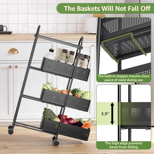 KINGRACK 4 Tier Slim Rolling Cart with Drawer, Metal Utility Storage Cart - Image 5