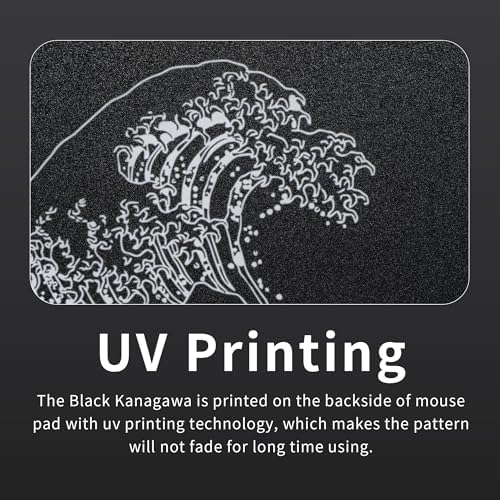 XVX Glass Gaming Mouse Pad, Black Kanagawa Hard Mousepads for Gaming,Professional Large Mouse Mat 16.2" x 12.2", Special Glass Surface with Improved Precision and Speed - Image 4